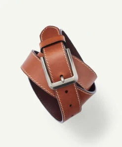 Stitch Leather Belt - Tan