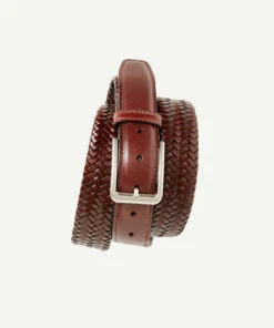 Leather Plait Belt - Brown