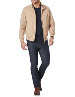 Soft Touch Harrington Bomber Jacket Tan -Urban Edge Clothing Sales 847842220 3 720x928