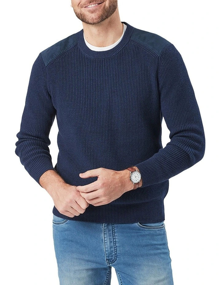 Chunky Fishermans Crew Knit French Navy 1 Chunky Fishermans Crew Knit French Navy