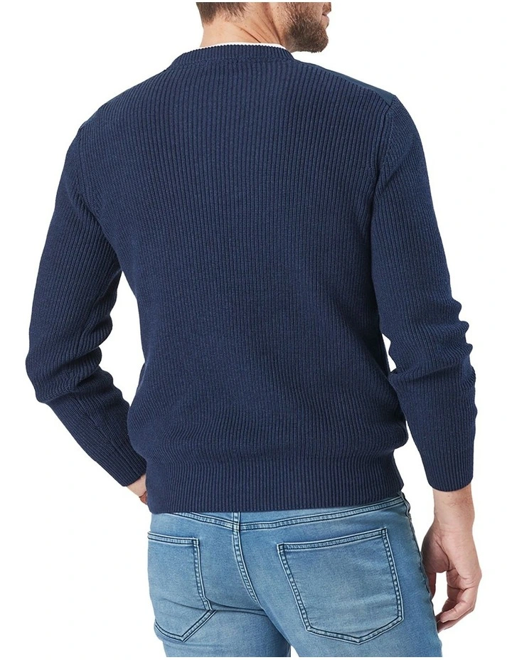 Chunky Fishermans Crew Knit French Navy 2 Chunky Fishermans Crew Knit French Navy - Image 2