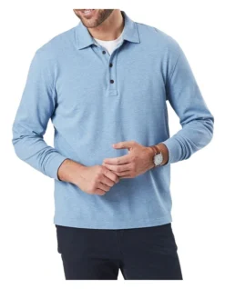 Long Sleeve Pique Polo Slate