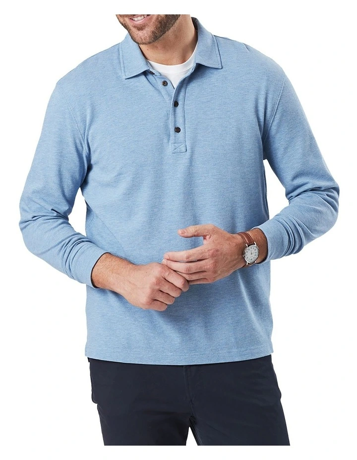 Long Sleeve Pique Polo Slate 1 Long Sleeve Pique Polo Slate
