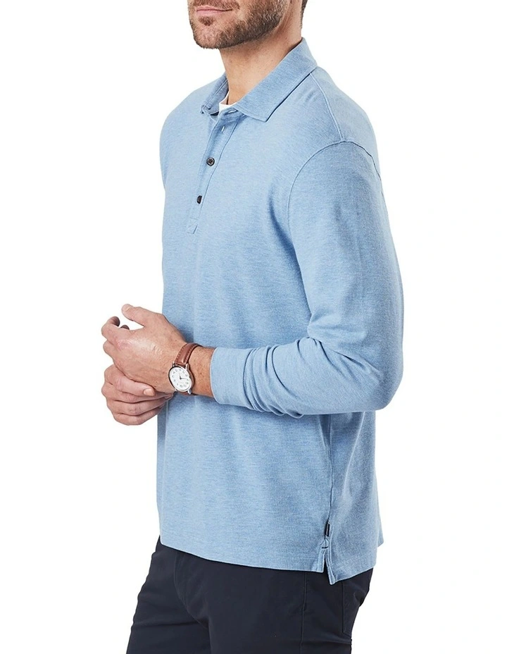 Long Sleeve Pique Polo Slate 4 Long Sleeve Pique Polo Slate - Image 4