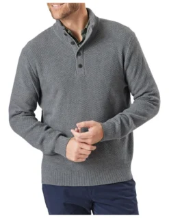 Twisted Yarn 1/2 Zip Knit Charcoal