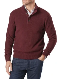 Twisted Yarn 1/2 Zip Knit Wine