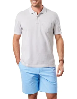 Oxford Pocket Polo In Pale Grey