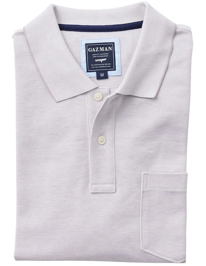 Oxford Pocket Polo In Pale Grey 4 Oxford Pocket Polo In Pale Grey - Image 4
