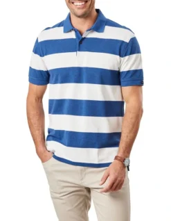 Bold Stripe Polo In Denim