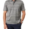 Mercerised Stripe Polo In Grey