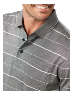Mercerised Stripe Polo In Grey -Urban Edge Clothing Sales 930700990 3 720x928