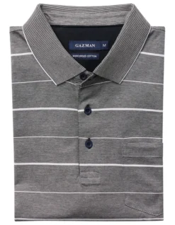 Mercerised Stripe Polo In Grey -Urban Edge Clothing Sales 930700990 4 720x928