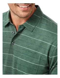 Smart Jacquard Stripe Polo In Green -Urban Edge Clothing Sales 930701170 3 720x928