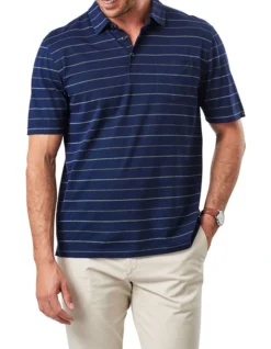 Smart Jacquard Stripe Polo In Navy
