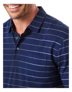 Smart Jacquard Stripe Polo In Navy -Urban Edge Clothing Sales 930701260 3 720x928