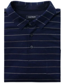 Smart Jacquard Stripe Polo In Navy -Urban Edge Clothing Sales 930701260 4 720x928