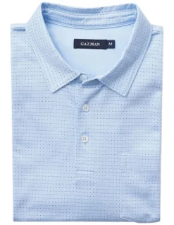 Smart Jacquard Grid Polo In Sky Blue -Urban Edge Clothing Sales 930701350 4 720x928