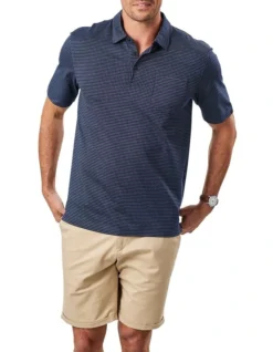Smart Jacquard Grid Polo In Navy