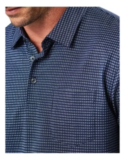 Smart Jacquard Grid Polo In Navy -Urban Edge Clothing Sales 930701440 3 720x928
