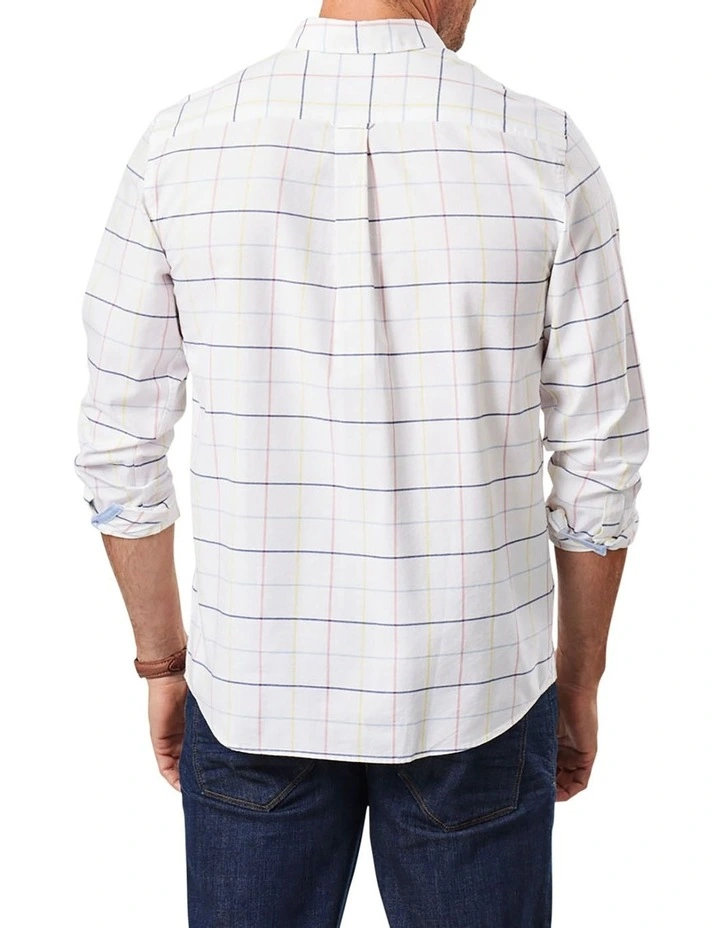 Casual Oxford Check Long Sleeve Shirt In White 2 Casual Oxford Check Long Sleeve Shirt In White - Image 2