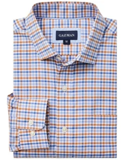 Easy Care Twill Multi Check Long Sleeve Shirt In Blue -Urban Edge Clothing Sales 930702610 4 720x928