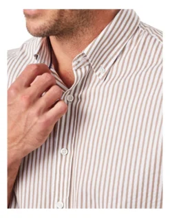 Casual Double Faced Stripe Long Sleeve Shirt In Chestnut -Urban Edge Clothing Sales 930702970 3 720x928