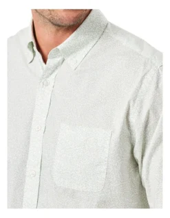 Casual Leaf Print Long Sleeve Shirt In Sage -Urban Edge Clothing Sales 930703150 3 720x928