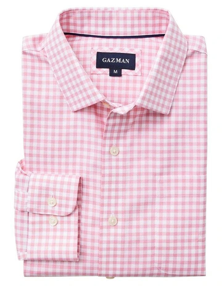 Non-Iron Check Long Sleeve Shirt In Pink 4 Non-Iron Check Long Sleeve Shirt In Pink - Image 4