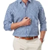 Non-Iron Oxford Check Long Sleeve Shirt In Navy