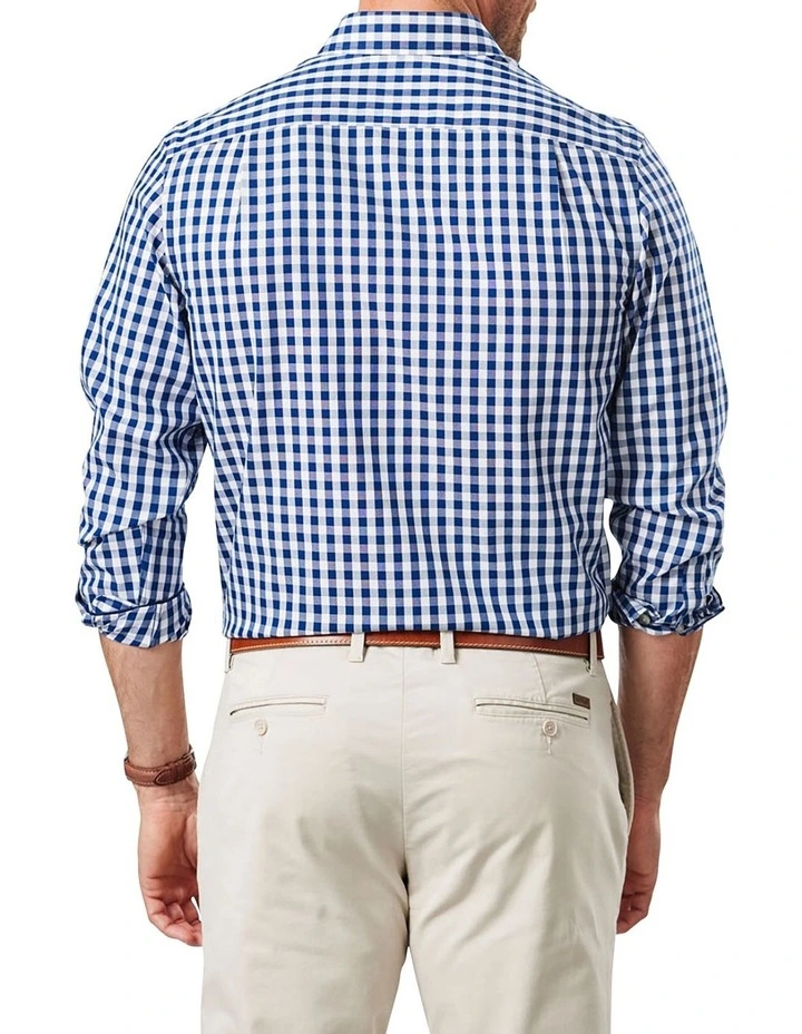 Non-Iron Oxford Check Long Sleeve Shirt In Navy 2 Non-Iron Oxford Check Long Sleeve Shirt In Navy - Image 2