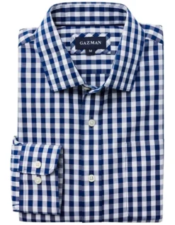 Non-Iron Oxford Check Long Sleeve Shirt In Navy 7 Non-Iron Oxford Check Long Sleeve Shirt In Navy -Urban Edge Clothing Sales 930703600 4 720x928