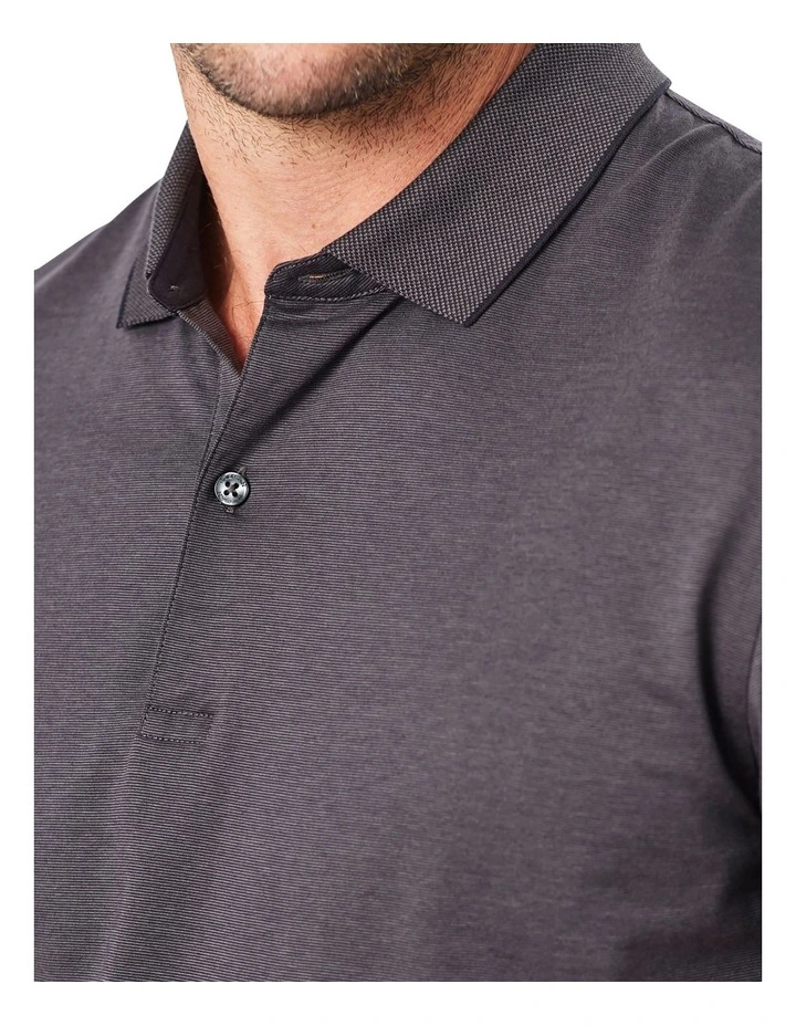 Smart Jacquard Pique Polo In Dark Olive 3 Smart Jacquard Pique Polo In Dark Olive - Image 3