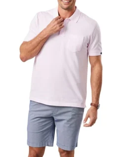 Oxford Pocket Polo In Pale Pink