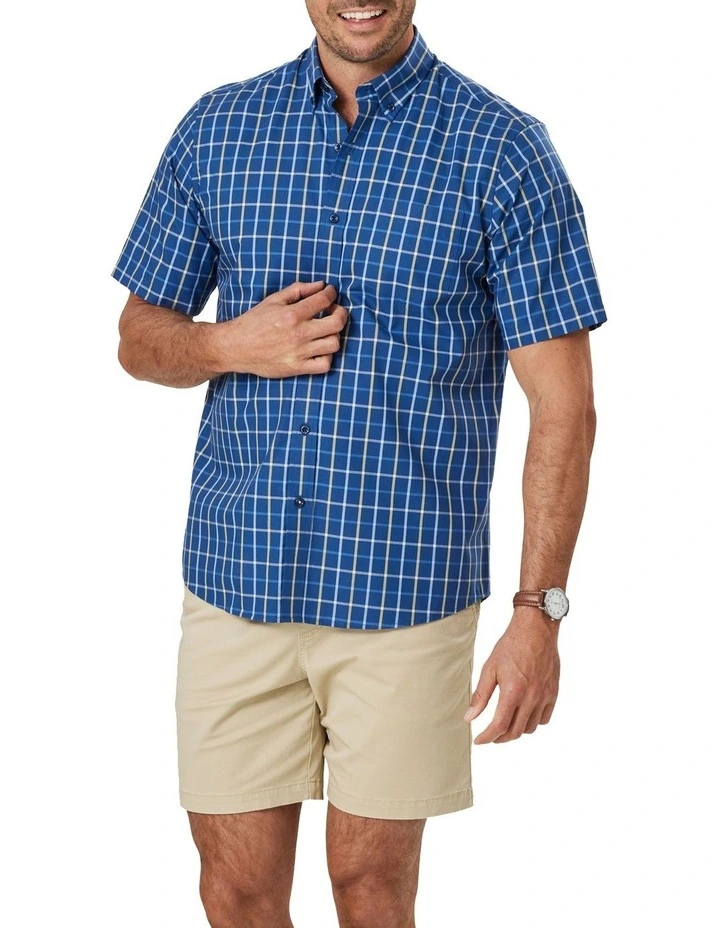Easy Care Check Short Sleeve In Navy 1 Easy Care Check Short Sleeve In Navy