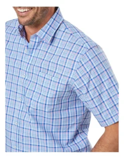 Easy Care Check Short Sleeve Shirt In Blue -Urban Edge Clothing Sales 930760660 3 720x928