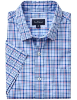Easy Care Check Short Sleeve Shirt In Blue -Urban Edge Clothing Sales 930760660 4 720x928