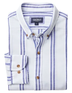 Tailored Linen Blend Stripe Long Sleeve Shirt In Pale Blue 11 Tailored Linen Blend Stripe Long Sleeve Shirt In Pale Blue -Urban Edge Clothing Sales 930762010 6 720x928