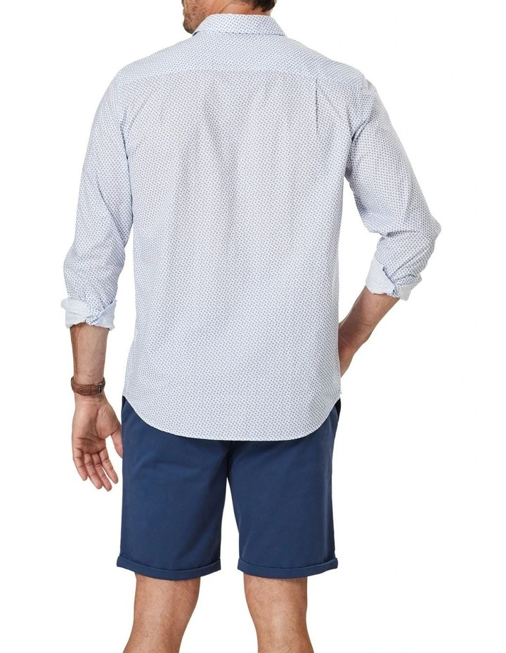 Casual Mini Floral Print Long Sleeve Shirt In Blue 2 Casual Mini Floral Print Long Sleeve Shirt In Blue - Image 2