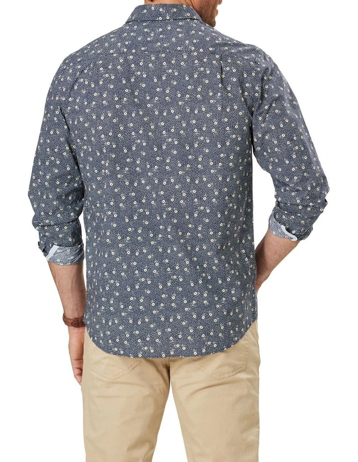 Casual Floral Print Long Sleeve Shirt In Navy 2 Casual Floral Print Long Sleeve Shirt In Navy - Image 2