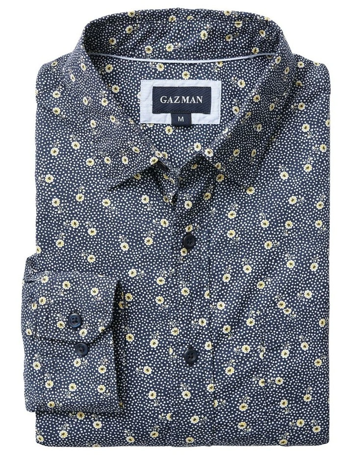 Casual Floral Print Long Sleeve Shirt In Navy 4 Casual Floral Print Long Sleeve Shirt In Navy - Image 4