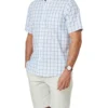 Easy Care Slub Check Short Sleeve Shirt In Blue/White