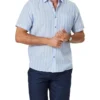 Linen Blend Stripe Short Sleeve Shirt In Blue