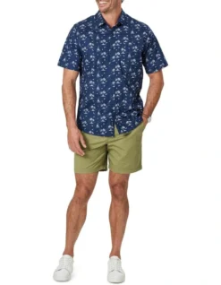 Casual Island Print Short Sleeve Shirt In Blue -Urban Edge Clothing Sales 930764440 3 720x928