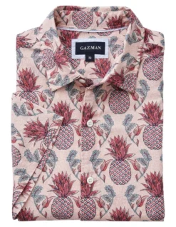 Linen Blend Short Sleeve Shirt In Red -Urban Edge Clothing Sales 930764800 5 720x928