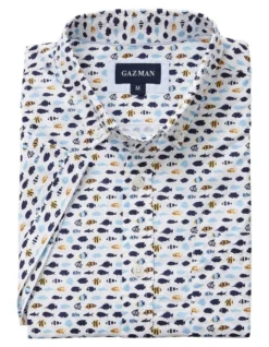 Casual Fish Print Short Sleeve Shirt In White -Urban Edge Clothing Sales 930764890 5 720x928