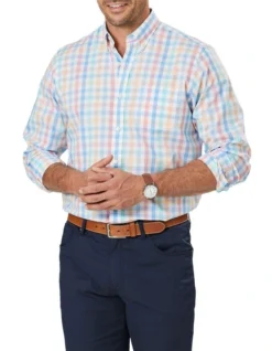 Easy Care Check Long Sleeve Shirt In Multi