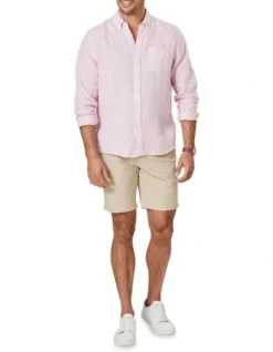 Pure French Linen Fine Stripe Long Sleeve Shirt In Pink 7 Pure French Linen Fine Stripe Long Sleeve Shirt In Pink -Urban Edge Clothing Sales 930765610 3 720x928