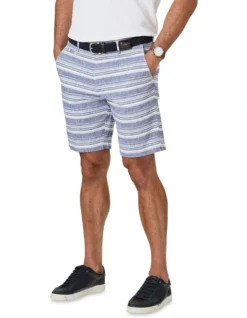 Cotton Linen Stripe Short In Blue -Urban Edge Clothing Sales 930766060 3 720x928