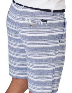 Cotton Linen Stripe Short In Blue -Urban Edge Clothing Sales 930766060 4 720x928