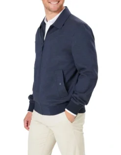Modern Harrington Jacket In Navy Melange -Urban Edge Clothing Sales 978387130 4 720x928